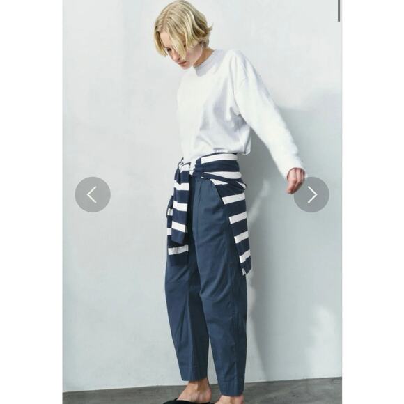AYR NWT The Bam Prussian Blue Baby Barrel Leg Cotton Pleated Pants, Size 4 - Picture 14 of 14